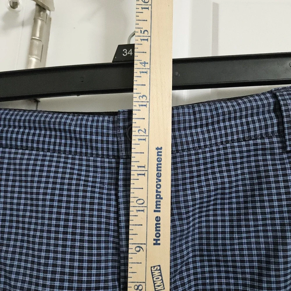 Cutter & Buck Shorts Mens 42 Blue CB DryTec Micro Check Plaid Golf Flat Front